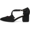 DREAM PAIRS Women’s Chunky Heels Dress Pumps Closed Pointed Toe Comfort Cross Strap Block Heel Shoes for Party Dance Wedding(Black-suede)