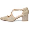 DREAM PAIRS Women’s Chunky Heels Dress Pumps Closed Pointed Toe Comfort Cross Strap Block Heel Shoes for Party Dance Wedding(Gold-glitter)