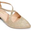 DREAM PAIRS Women’s Chunky Heels Dress Pumps Closed Pointed Toe Comfort Cross Strap Block Heel Shoes for Party Dance Wedding(Gold-glitter)