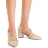 DREAM PAIRS Women’s Chunky Heels Dress Pumps Closed Pointed Toe Comfort Cross Strap Block Heel Shoes for Party Dance Wedding(Gold-glitter)