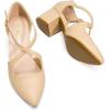 DREAM PAIRS Women’s Chunky Heels Dress Pumps Closed Pointed Toe Comfort Cross Strap Block Heel Shoes for Party Dance Wedding(Nude-pu)