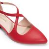 DREAM PAIRS Women’s Chunky Heels Dress Pumps Closed Pointed Toe Comfort Cross Strap Block Heel Shoes for Party Dance Wedding(Red-pu)