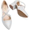 DREAM PAIRS Women’s Chunky Heels Dress Pumps Closed Pointed Toe Comfort Cross Strap Block Heel Shoes for Party Dance Wedding(Silver-glitter)
