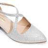 DREAM PAIRS Women’s Chunky Heels Dress Pumps Closed Pointed Toe Comfort Cross Strap Block Heel Shoes for Party Dance Wedding(Silver-glitter)
