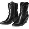 DREAM PAIRS Women’s Cowboy Ankle Boots Western Booties Low Heel Pointed Toe Cowgirl Boots(Black)
