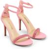 DREAM PAIRS Women’s High Heels Flower Ankle Strap Stilettos Round Open Toe Dressy Sexy Sandals(Pink-rhinestone)