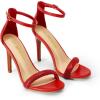 DREAM PAIRS Women’s High Heels Flower Ankle Strap Stilettos Round Open Toe Dressy Sexy Sandals(Red-rhinestone)