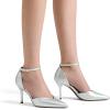 DREAM PAIRS Women’s High Heels Strappy Closed Toe Stiletto Ankle Strap Pointed Toe D’Orsay Heel Dress Wedding Party Pumps Shoes(Silver/Pu)