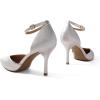 DREAM PAIRS Women’s High Heels Strappy Closed Toe Stiletto Ankle Strap Pointed Toe D’Orsay Heel Dress Wedding Party Pumps Shoes(Silver/Pu)