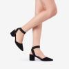 DREAM PAIRS Women’s Nicholes Low Block Heel Pumps(Black/Suede)