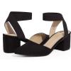 DREAM PAIRS Women’s Nicholes Low Block Heel Pumps(Black/Suede)