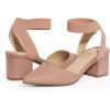 DREAM PAIRS Women’s Nicholes Low Block Heel Pumps(Blush/Suede)
