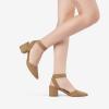 DREAM PAIRS Women’s Nicholes Low Block Heel Pumps(Camel/Suede)