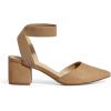 DREAM PAIRS Women’s Nicholes Low Block Heel Pumps(Camel/Suede)