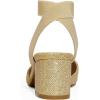 DREAM PAIRS Women’s Nicholes Low Block Heel Pumps(Gold/Glitter)