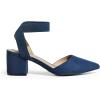 DREAM PAIRS Women’s Nicholes Low Block Heel Pumps(Navy/Suede)