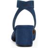 DREAM PAIRS Women’s Nicholes Low Block Heel Pumps(Navy/Suede)