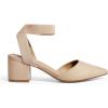 DREAM PAIRS Women’s Nicholes Low Block Heel Pumps(Nude/Suede)