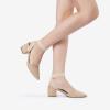 DREAM PAIRS Women’s Nicholes Low Block Heel Pumps(Nude/Suede)