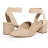 DREAM PAIRS Women’s Nicholes Low Block Heel Pumps(Nude/Suede)