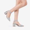 DREAM PAIRS Women’s Nicholes Low Block Heel Pumps(Silver/Glitter)