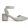 DREAM PAIRS Women’s Nicholes Low Block Heel Pumps(Silver/Glitter)
