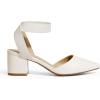 DREAM PAIRS Women’s Nicholes Low Block Heel Pumps(White/Pu)