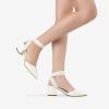 DREAM PAIRS Women’s Nicholes Low Block Heel Pumps(White/Pu)