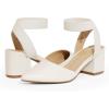 DREAM PAIRS Women’s Nicholes Low Block Heel Pumps(White/Pu)