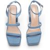 DREAM PAIRS Women’s Platform Strappy Heels Open Toe Ankle Strap Square Party Sandals Y2K Dress Shoes(Denim Blue)