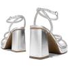 DREAM PAIRS Women’s Platform Strappy Heels Open Toe Ankle Strap Square Party Sandals Y2K Dress Shoes(Silver-rhinestone)