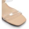 DREAM PAIRS Women’s Square Open Toe Block Heels Two Strap Slip On High Heeled Slides Sandals(Clear)
