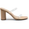 DREAM PAIRS Women’s Square Open Toe Block Heels Two Strap Slip On High Heeled Slides Sandals(Clear)