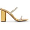 DREAM PAIRS Women’s Square Open Toe Block Heels Two Strap Slip On High Heeled Slides Sandals(Gold-rhinestone)