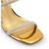 DREAM PAIRS Women’s Square Open Toe Block Heels Two Strap Slip On High Heeled Slides Sandals(Gold-rhinestone)