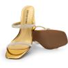 DREAM PAIRS Women’s Square Open Toe Block Heels Two Strap Slip On High Heeled Slides Sandals(Gold-rhinestone)