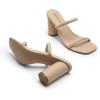 DREAM PAIRS Women’s Square Open Toe Block Heels Two Strap Slip On High Heeled Slides Sandals(Nude)