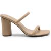 DREAM PAIRS Women’s Square Open Toe Block Heels Two Strap Slip On High Heeled Slides Sandals(Nude)