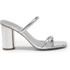 DREAM PAIRS Women’s Square Open Toe Block Heels Two Strap Slip On High Heeled Slides Sandals(Silver)