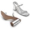 DREAM PAIRS Women’s Square Open Toe Block Heels Two Strap Slip On High Heeled Slides Sandals(Silver)