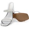 DREAM PAIRS Women’s Square Open Toe Block Heels Two Strap Slip On High Heeled Slides Sandals(Silver-rhinestone)