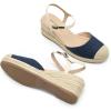 DREAM PAIRS Women’s Wedge Sandals, Closed Toe Espadrilles Platform Wedge Heels with Adjustable Ankle Straps and Comfortable Cushion Insoles(Navy)