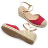 DREAM PAIRS Women’s Wedge Sandals, Closed Toe Espadrilles Platform Wedge Heels with Adjustable Ankle Straps and Comfortable Cushion Insoles(Red)