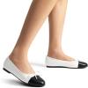 Dream Pairs Women’s Flats, Round Toe Ballet Flats, Comfortable Slip-on Dressy Business Casual Work Office Ballerina Flat Dress Shoes(White-pu)