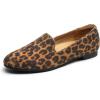 DREAM PAIRS Round Toe Flats for Women Dressy Comfortable, Slip-On Dress Business Casual Office Work Shoes for Women(Leopard-suede)