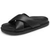 DREAM PAIRS Women’s Crisscross Open Toe Slide Sandals Flat Comfort Slip on Sandals(Black)