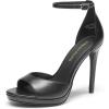 DREAM PAIRS Women’s Heels, High Stilettos Ankle Strap Sexy Comfort Dress Shoes Wedding Bridal Pumps Sandals(Black-pu)