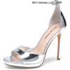 DREAM PAIRS Women’s Heels, High Stilettos Ankle Strap Sexy Comfort Dress Shoes Wedding Bridal Pumps Sandals(Silver)
