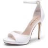 DREAM PAIRS Women’s Heels, High Stilettos Ankle Strap Sexy Comfort Dress Shoes Wedding Bridal Pumps Sandals(White)