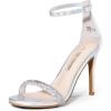 DREAM PAIRS Women’s High Heels Flower Ankle Strap Stilettos Round Open Toe Dressy Sexy Sandals(Grey)